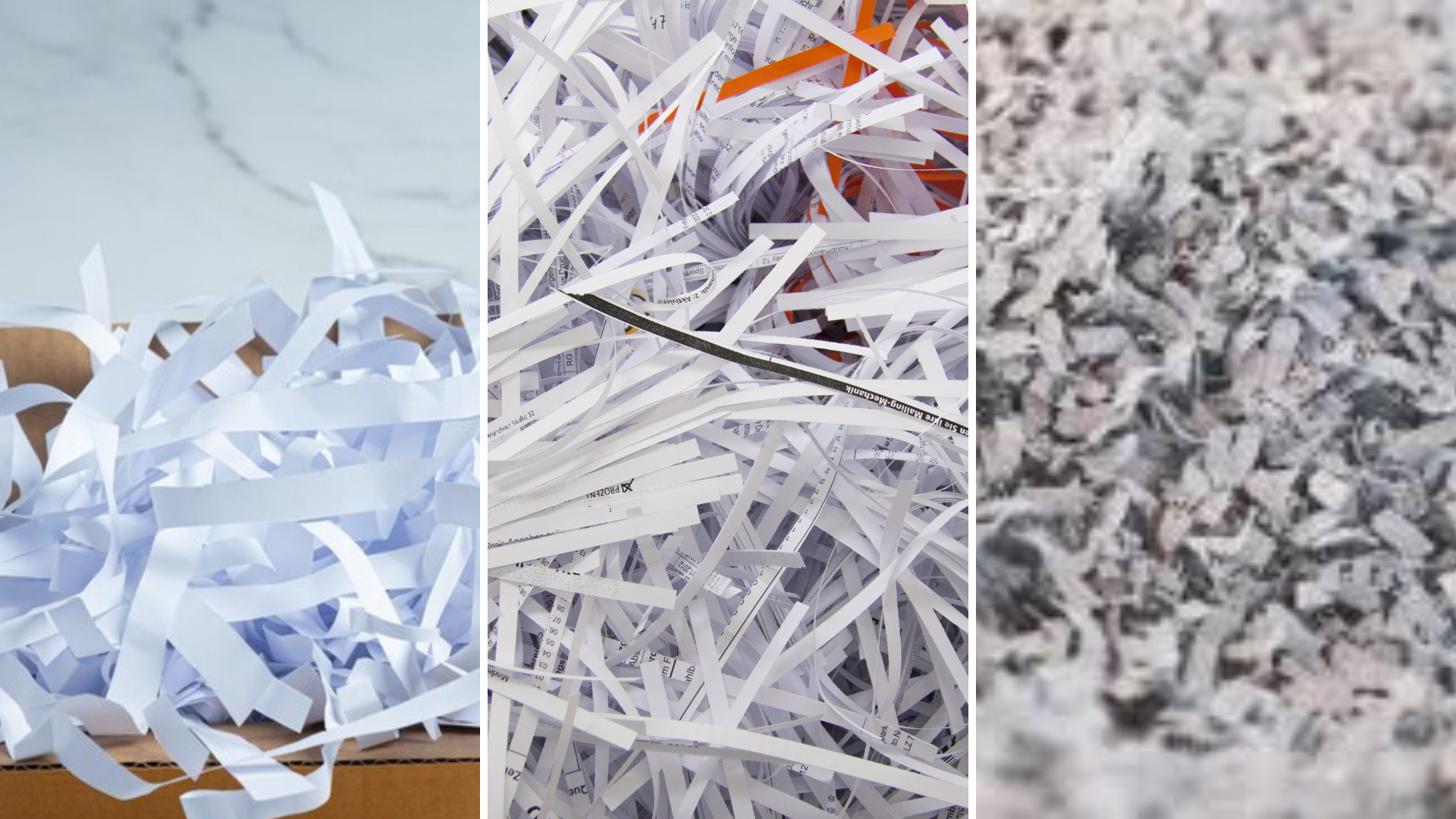 Types de formes de coupe pour destruction de documents