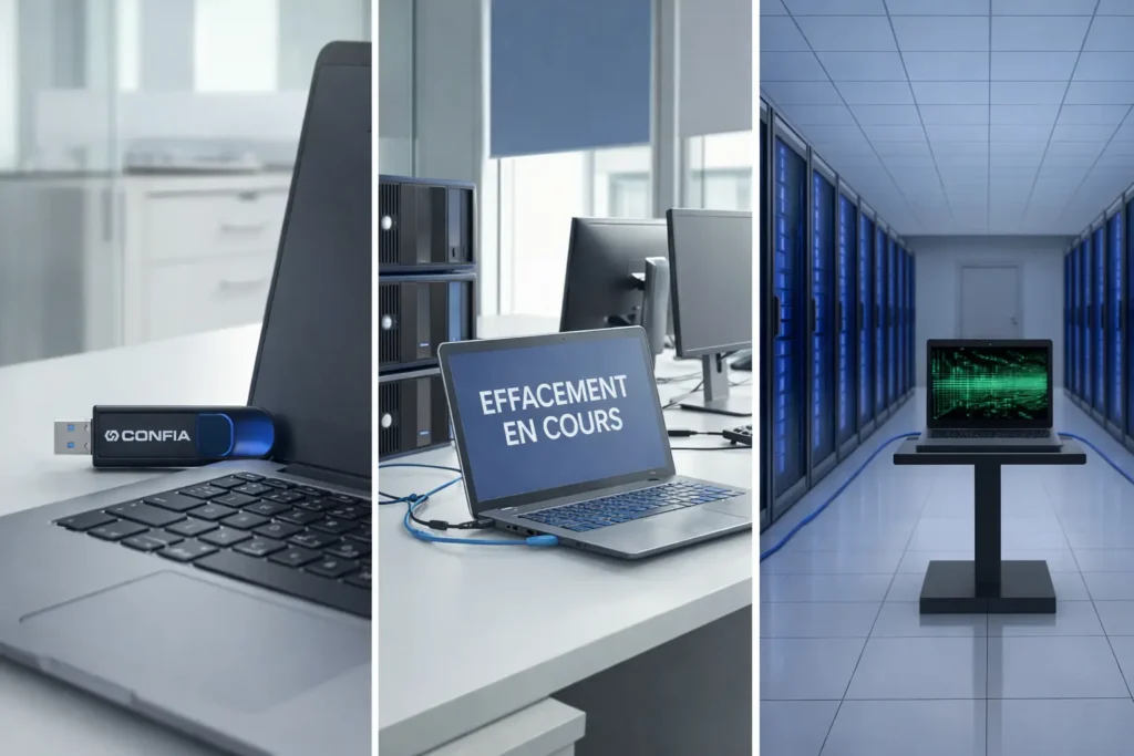 Métodos de borrado de datos mediante USB, mediante Centro de Control y en masa
