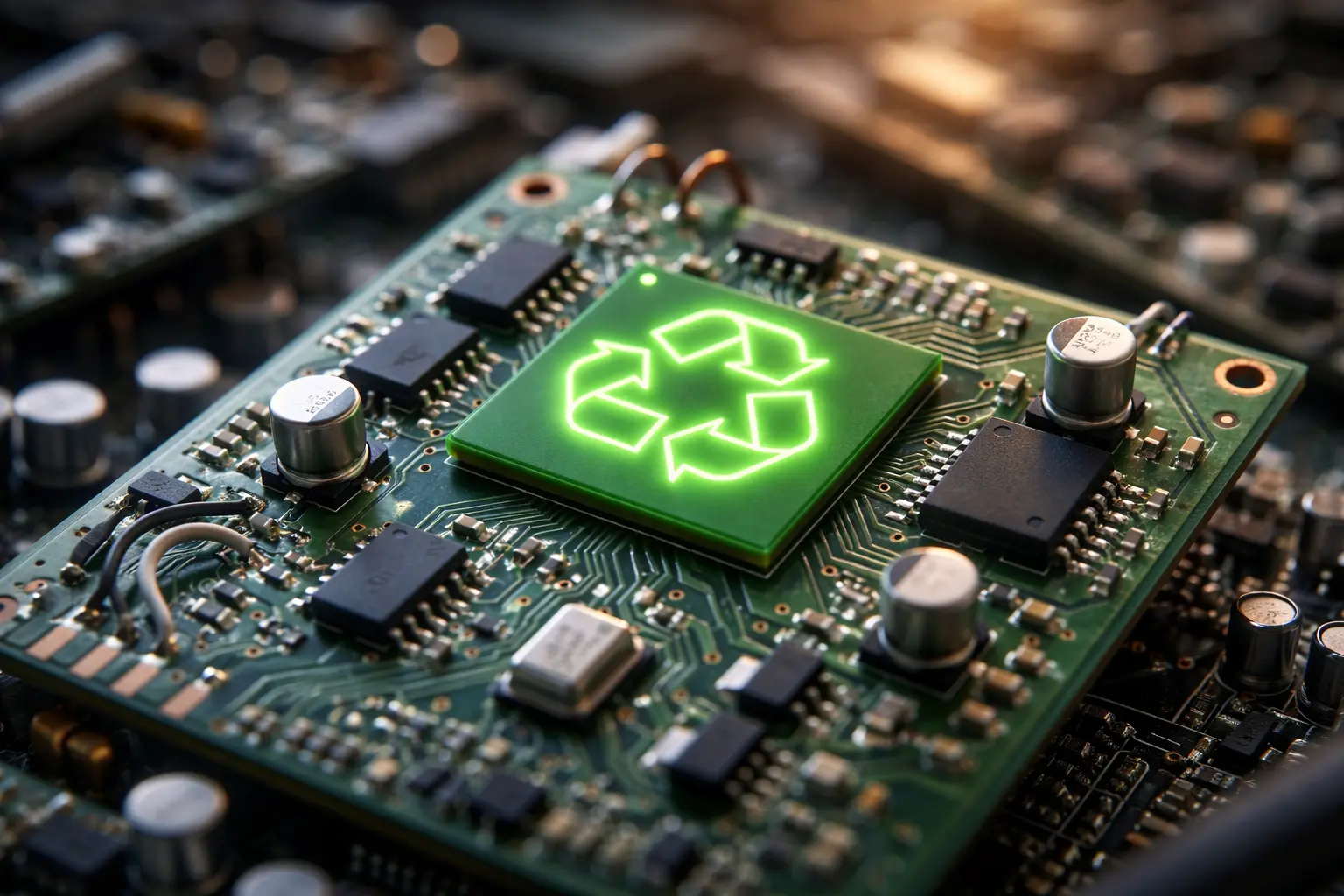 Carte mère électronique illustrant le recyclage professionnel des cartes mères