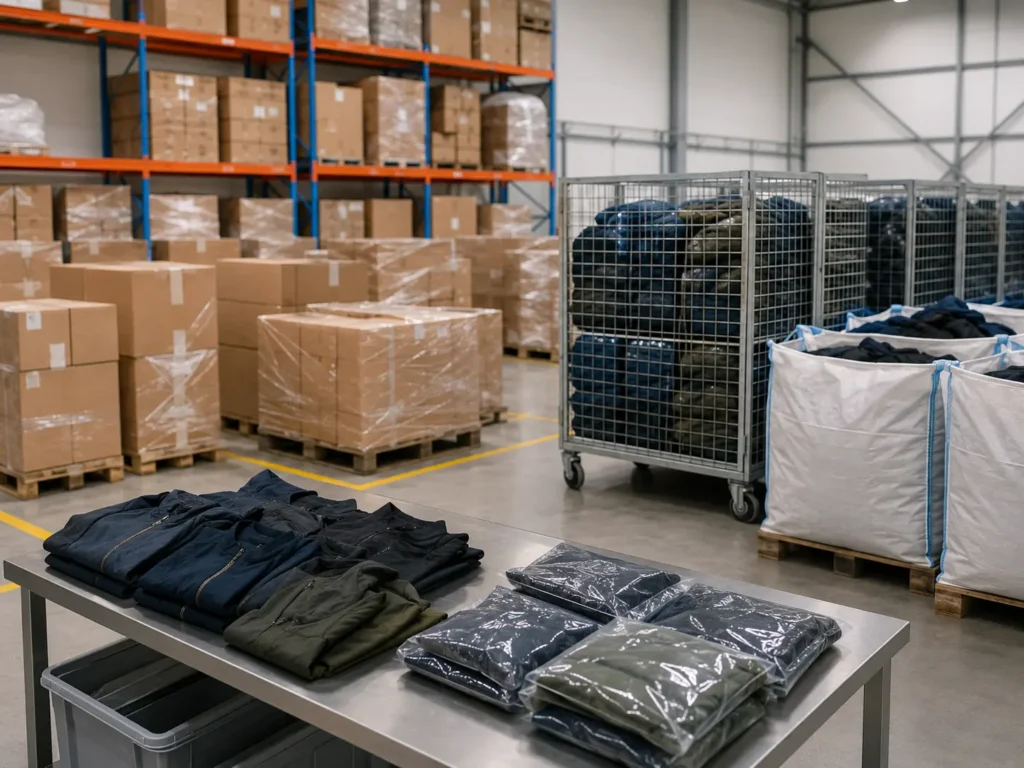 PFAS textiles 2026 stockés en entrepôt
