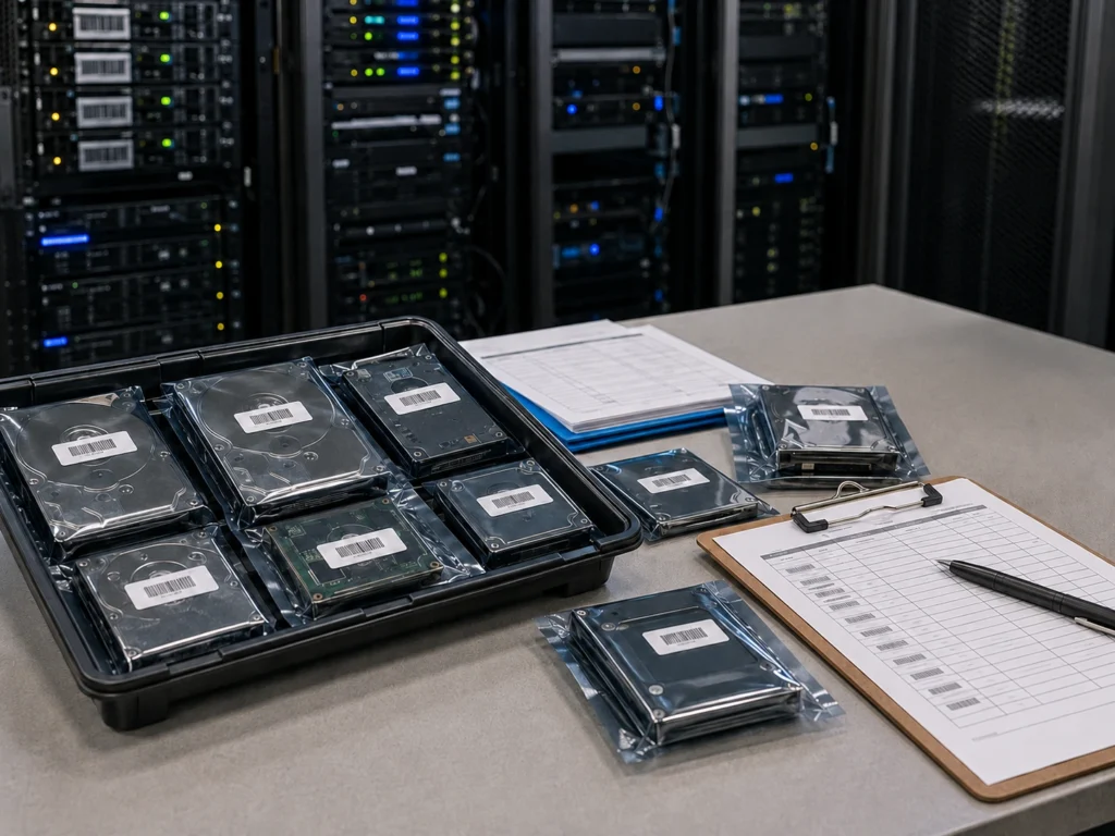 Disques durs étiquetés pour la traçabilité de leur destruction en data center
